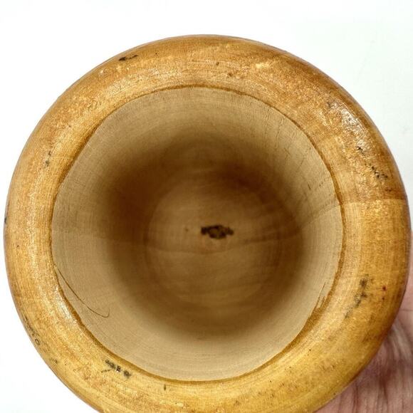 Vintage Wooden Turned Mortar & Pestle Primitive Farm Kitchen Tool Large Bulgaria - Picture 8 of 12